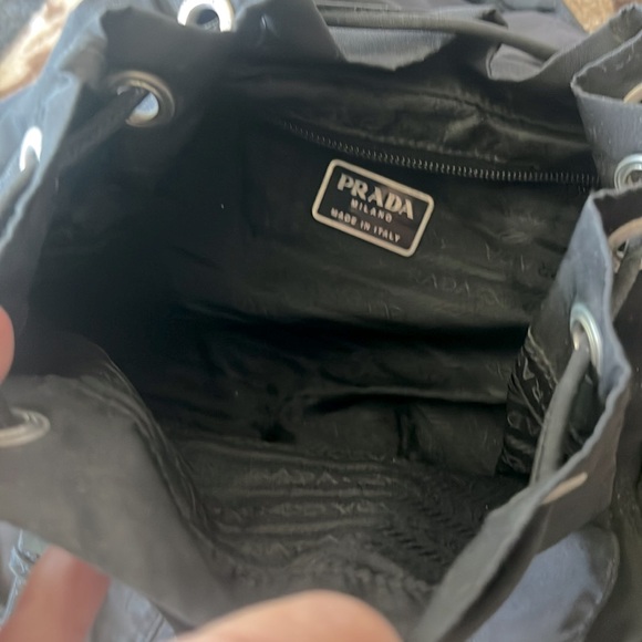 Nylon PRADA backpack with leather trim silver hardware used condition - Picture 6 of 9